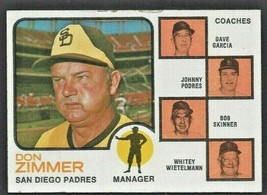 San Diego Padres Don Zimmer Johnny Podres No Ear Variation 1973 Topps #12 ! - £0.99 GBP