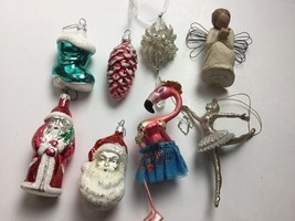 Lot of 5 Glass Ornaments Santa Flamingo Willow Tree Bird Ballerina - $291.37 MXN