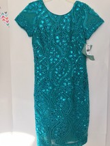 studio 1 teal sequin dress size 10 Short sleeve nice dress - £20.47 GBP