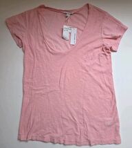 James Perse Deep V Neck Slub Tee Short Sleeve Sz 1 XSmall US 0-2 Peony P... - €25,75 EUR