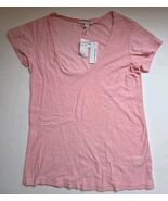 James Perse Deep V Neck Slub Tee Short Sleeve Sz 1 XSmall US 0-2 Peony P... - €25,60 EUR