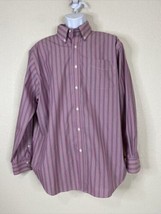 Lauren Ralph Lauren Men Size 17 Pink Striped Button Up Shirt Long Sleeve Pocket - £12.21 GBP