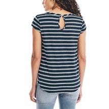 Nautica Womens Slub Tee Size X-Large Color Blue Stripes - £19.95 GBP