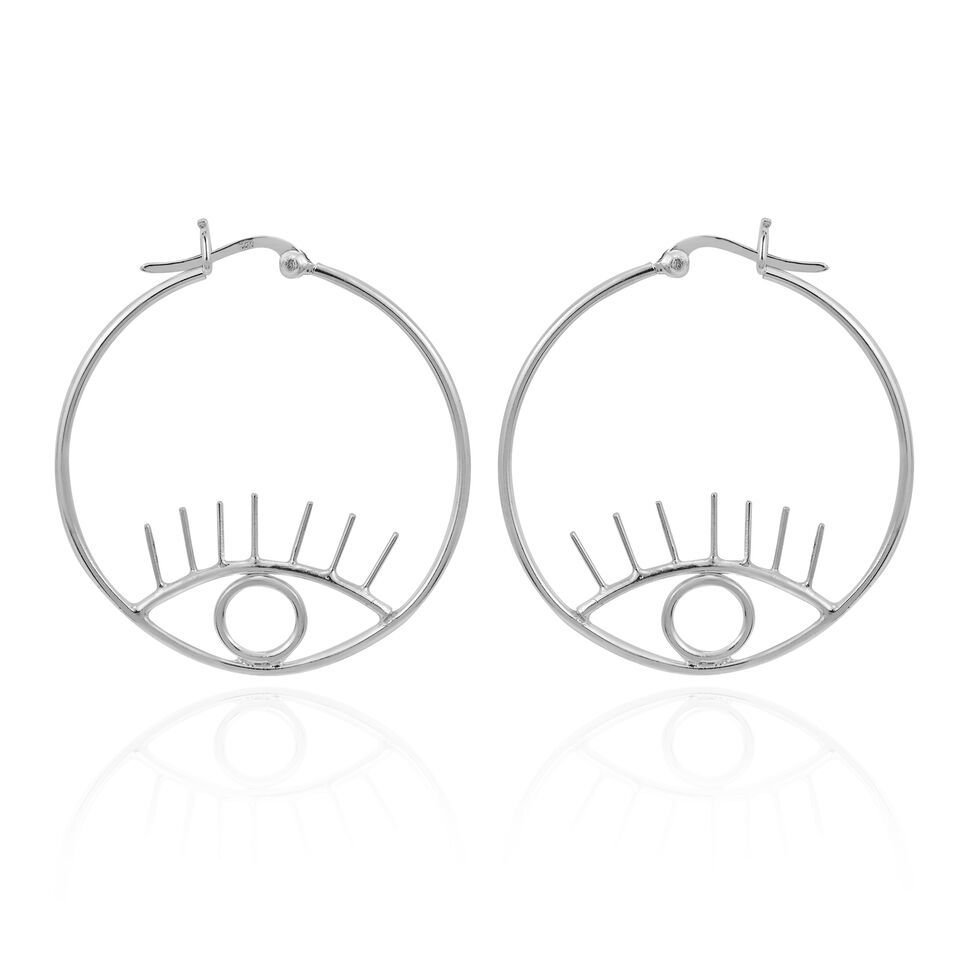Primary image for Unique Mystical All-Seeing Eye Sterling Silver Big Hoop Earrings