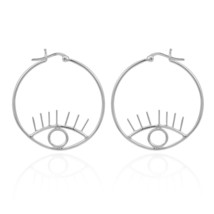 Unique Mystical All-Seeing Eye Sterling Silver Big Hoop Earrings - $19.79