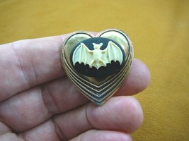 CS97-2) little flying Bat ivory + black oval CAMEO heart Pin Pendant brooch bats - £17.18 GBP