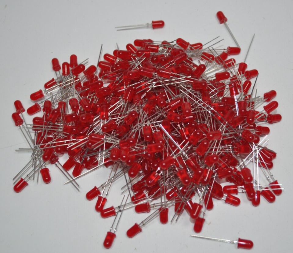 Lot of 350 NEW TEMIC 5mm Through Hole Red Tinted Diffused LED - $59.39