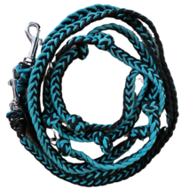 Blue and Black Nylon Knotted Barrel Roping Reins USED image 1