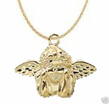 Vintage Celestial Cupid Cherub Winged Angel Pendant Necklace Love Charm Jewelry - $6.85