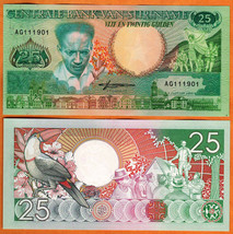 SURINAME 1988 UNC 25 Gulden Banknote Paper Money Bill P-132b - £1.37 GBP
