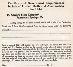 WWII US Government War Production Board Order Certificate Ammunition Home Front - £40.43 GBP