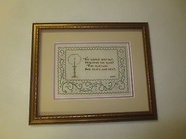 Framed Dbl. Matted &amp; Padded THE WORLD SHUT OUT Counted Cross Stitch  - 1... - £11.15 GBP