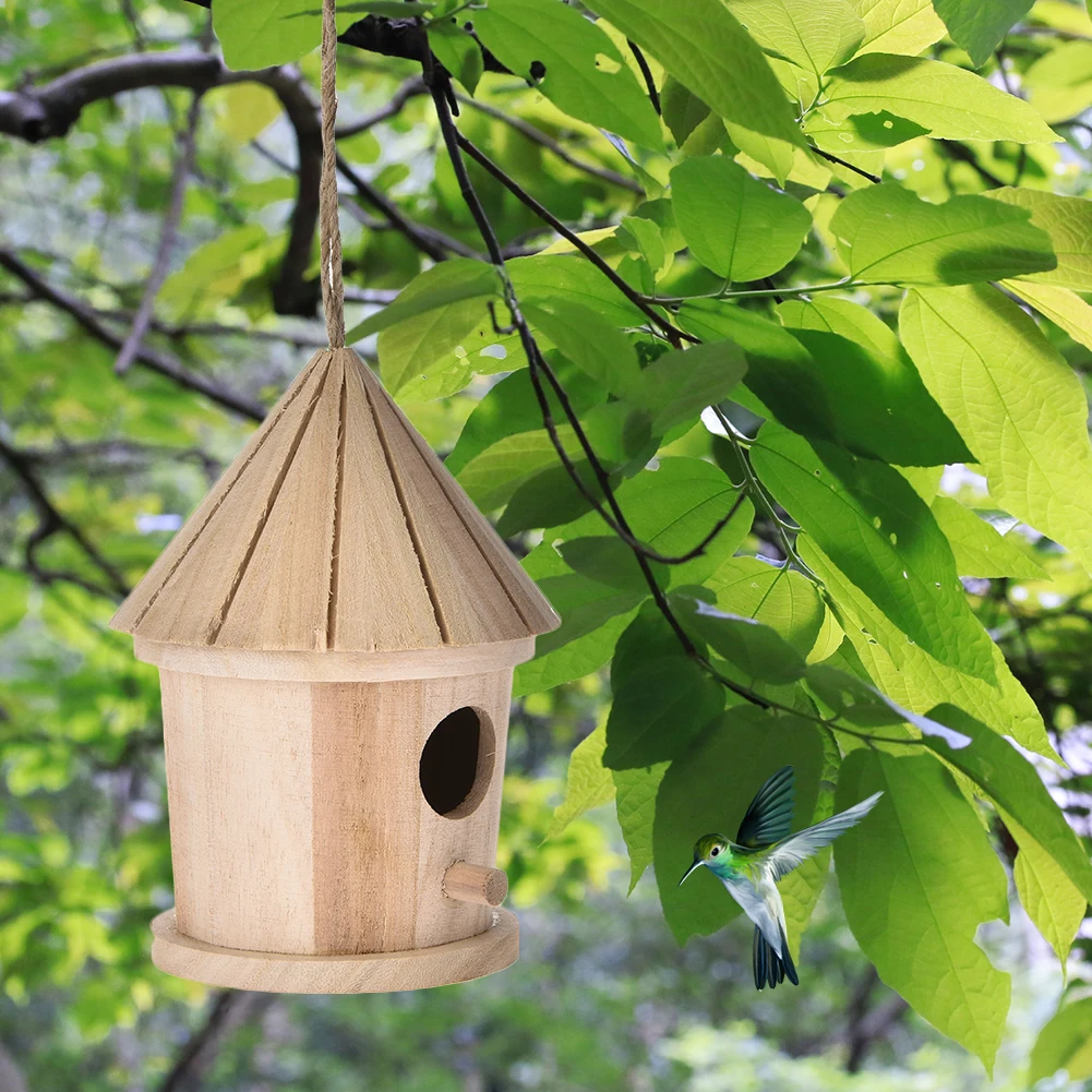 Game Fun Play Toys DIY Bird Nest Hanging Bird House Natural Wooden Bird Cage Res - £23.25 GBP
