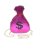 SHINY PURPLE MONEY BAG SIDEKICK CROSSBODY CLUTCH HANDBAG PURSE W/ GOLD C... - $37.95