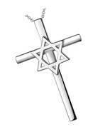 Jesus Star of David Cross Necklace 925 Sterling Eye - £57.76 GBP