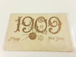 1909 Antique New Years Postcard Embossed Made in Germany Posted Wisconsin - £7.44 GBP