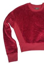 Champion XS Red Corduroy Velour Crop Sweatshirt Logo Pullover Womens image 2