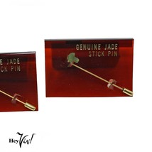 Vintage 2 Genuine Jade Stick Pins Taiwan ROC Label Arrow and Mushroom - ... - £11.19 GBP