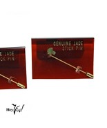 Vintage 2 Genuine Jade Stick Pins Taiwan ROC Label Arrow and Mushroom - ... - £11.21 GBP