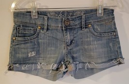 Womens M H &amp; G Jeans Distressed Light Blue Cuffed Cut-Off Denim Jean Shorts - £8.72 GBP