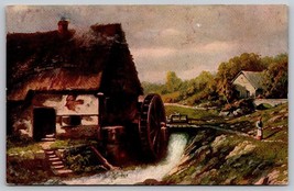 Vintage water mill cottages hillside landscape Postcard farm olden days - £3.93 GBP