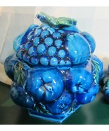Vintage Mood Indigo  blue fruit  cookie jar - $71.25