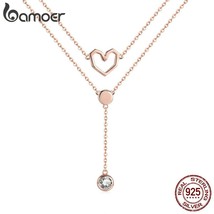 BAMOER Valentine Collection 925 Sterling Silver Double Layers Love Heart Chain P - £18.47 GBP