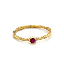 Sterling 18k Yellow Vermeil Bamboo w/ Bezel Set Ruby Ring Sz 5.50 - $58.41