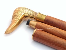 Brass Duck Head Handle Walking Stick Vintage Wooden Cane Designer Antiqu... - £29.67 GBP