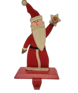 Santa Stocking Hanger cast iron  &amp; leather red - $10.00