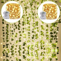 Artificial Ivy Garland Fake Plants With 160 Led String Light,, Each 82 Inches. - £30.32 GBP
