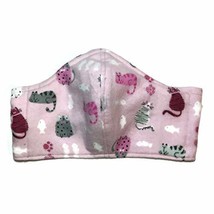 Pink Kitty cat feline fish bone skeleton paw print triple layer 100% cotton flan - £13.01 GBP