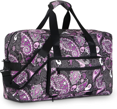 Purple Paisley Weekender Bag – Medium Carry-On Travel Duffle for Women - £30.03 GBP