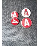 4-Old  LETTER A Red/white ENAMEL ROUNDED  PINS - £3.98 GBP