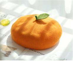 Fruits Orange  Peach Beret Cute Girl Hat Painter Cap Accessorie stuffed cute col - £67.59 GBP