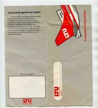  LTU International Airlines Ticket Jacket 1988 Germany&#39;s Other Airline - $11.88