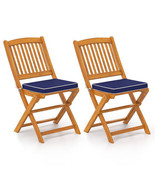 Outdoor Folding Chairs with Seat Cushions Set of 2-Navy - Color: Navy - $167.00 CAD