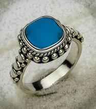 .925 Sterling Silver and Kingman Turquoise Ring Size 7 - £33.62 GBP