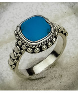 .925 Sterling Silver and Kingman Turquoise Ring Size 7 - £35.61 GBP