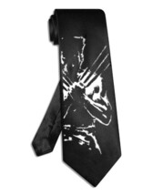 Wolverine tie black satin silk hand-painted superhero necktie - $28.00