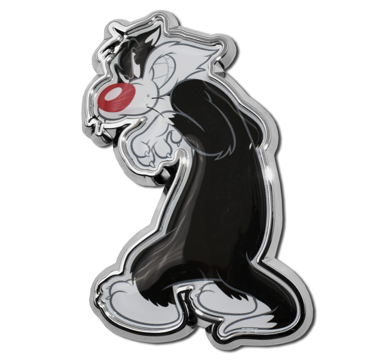 Primary image for looney tunes sylvester chrome auto emblem decal usa made