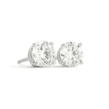 GIA Certified Round Diamond Stud Earrings 14K White Gold 4-Prong Basket 1.08 CTW - £4,631.40 GBP