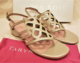 Taryn Rose Kelvo Slingback Wedge Sandals Sz-9.5M Bone-Pink (Beige) Leather - $79.98