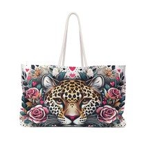 Personalised/Non-Personalised Weekender Bag, Leopard with Roses, awd-422 - £39.08 GBP