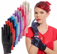 Satin Stretch Wrist Length Dress Gloves 10 Colors for Party Prom Wedding Fashion - £13.45 GBP