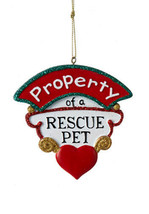 Kurt S. Adler Resin Pet Sayings &quot;Property Of A Rescue Pet&quot; Christmas Ornament - £8.02 GBP