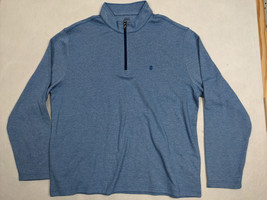 Izod Saltwater Mens Pullover Shirt Jacket 1/4 Zip Size XXL Cotton Blend Blue - £15.62 GBP