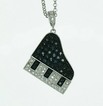 14K White Gold Finish 1Ct Round CZ Diamond Elton John Piano Pendant With 18Chain - £113.68 GBP