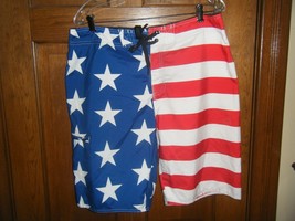 Hang Ten Patriotic Stars &amp; Stripes Swim Shorts - Size 34 - $22.64