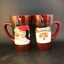 MINT COND, 2 Oneida Santas Portraits Christmas Mugs, Hand-Painted 6&quot; Tall  - £9.47 GBP